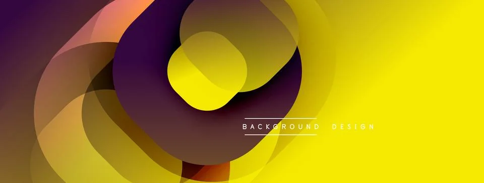 Circular abstract design with overlapping translucent circles and round shapes, Stock Illustration