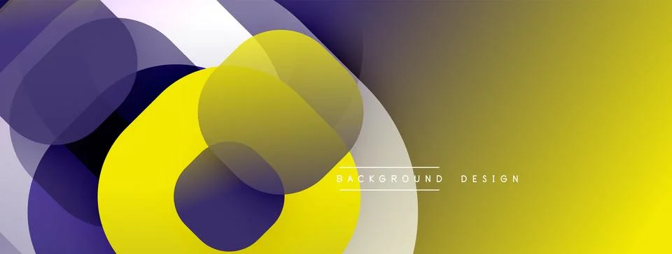 Circular abstract design with overlapping translucent circles and round shapes, Stock Illustration