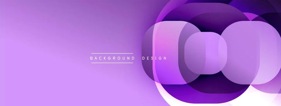 Circular abstract design with overlapping translucent circles and round shapes, Stock Illustration