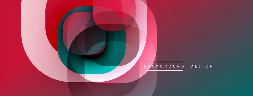 Circular abstract design with overlapping translucent circles and round shapes, Stock Illustration