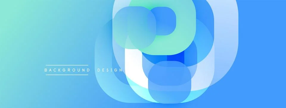 Circular abstract design with overlapping translucent circles and round shapes, Stock Illustration