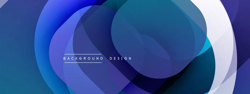 Circular abstract design with overlapping translucent circles and round shapes, Stock Illustration