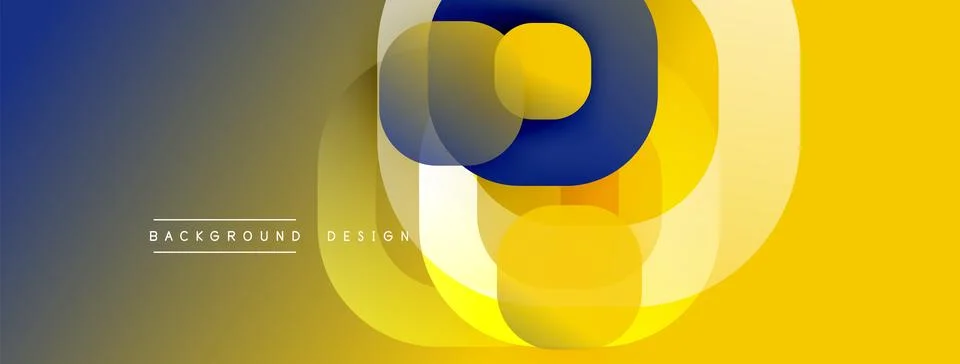 Circular abstract design with overlapping translucent circles and round shapes, Stock Illustration