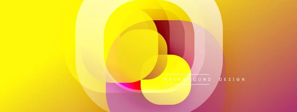 Circular abstract design with overlapping translucent circles and round shapes, Stock Illustration