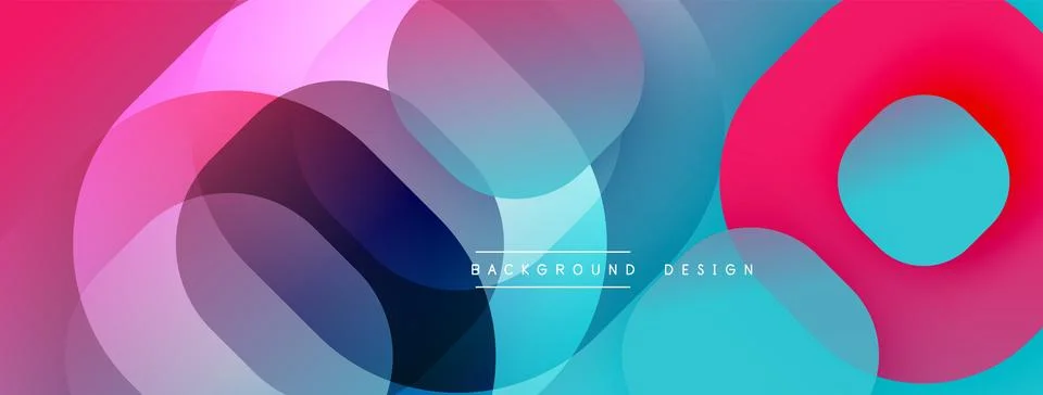Circular abstract design with overlapping translucent circles and round shapes, Stock Illustration