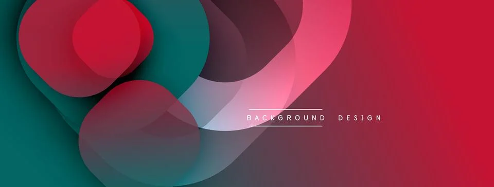 Circular abstract design with overlapping translucent circles and round shapes, Stock Illustration