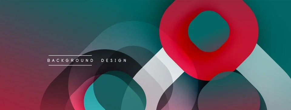 Circular abstract design with overlapping translucent circles and round shapes, Stock Illustration
