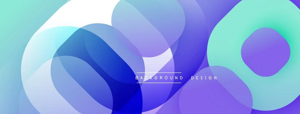 Circular abstract design with overlapping translucent circles and round shapes, Stock Illustration