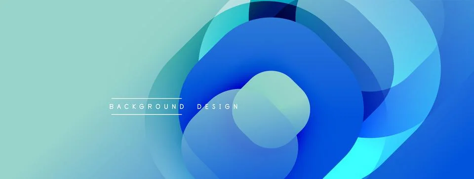 Circular abstract design with overlapping translucent circles and round shapes, Stock Illustration