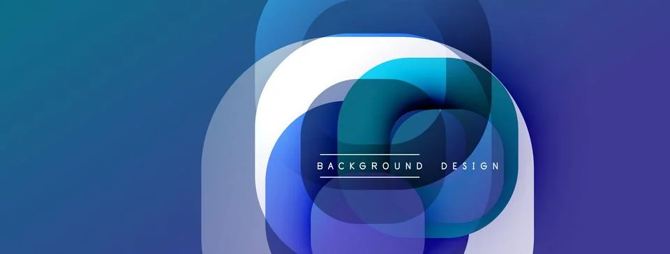 Circular abstract design with overlapping translucent circles and round shapes, Stock Illustration