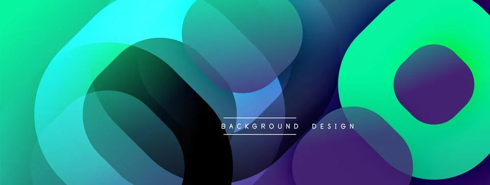 Circular abstract design with overlapping translucent circles and round shapes, Stock Illustration