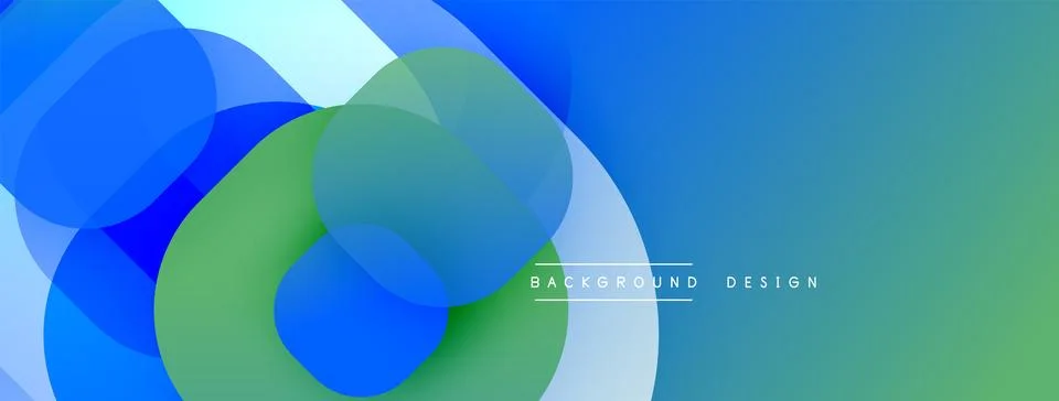 Circular abstract design with overlapping translucent circles and round shapes, Stock Illustration