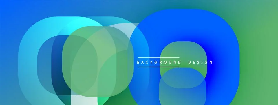 Circular abstract design with overlapping translucent circles and round shapes, Stock Illustration