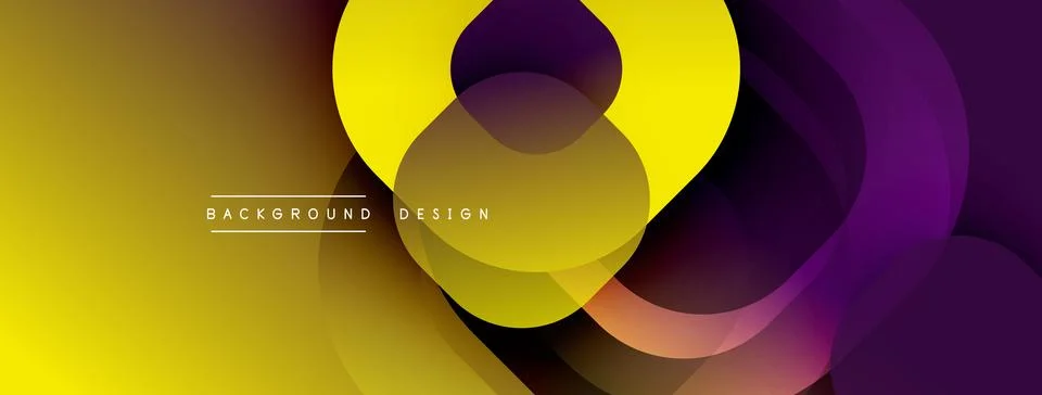 Circular abstract design with overlapping translucent circles and round shapes, Stock Illustration