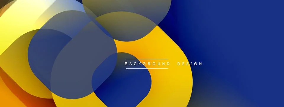 Circular abstract design with overlapping translucent circles and round shapes, Stock Illustration