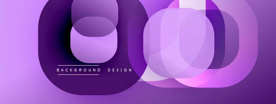 Circular abstract design with overlapping translucent circles and round shapes, Stock Illustration