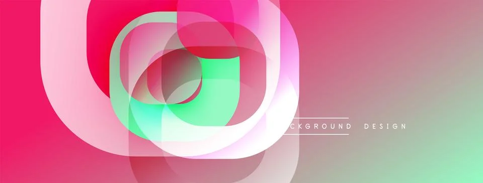 Circular abstract design with overlapping translucent circles and round shapes, Stock Illustration