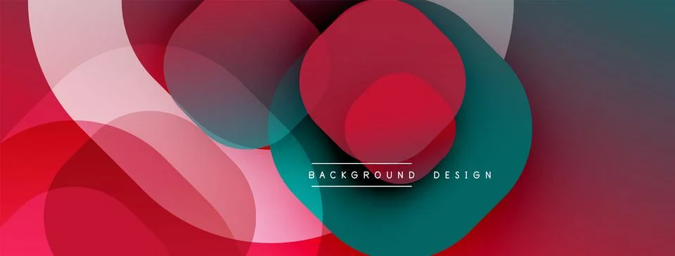Circular abstract design with overlapping translucent circles and round shapes, Stock Illustration