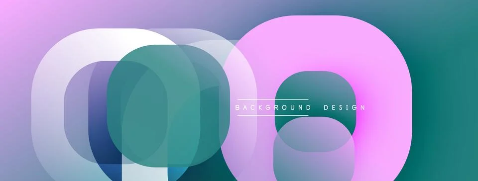 Circular abstract design with overlapping translucent circles and round shapes, Stock Illustration