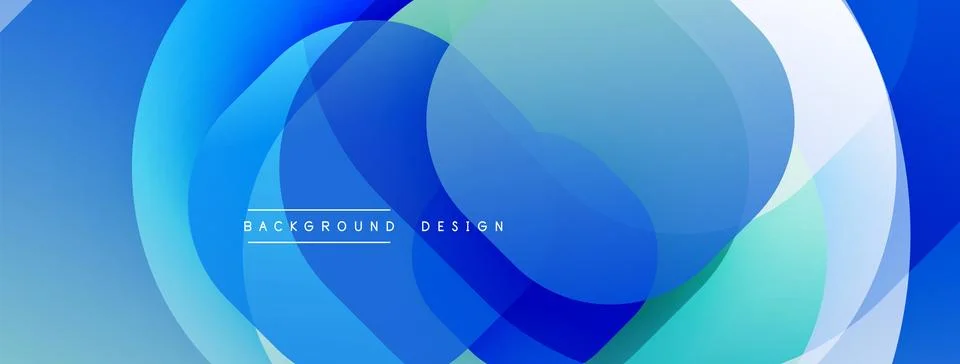 Circular abstract design with overlapping translucent circles and round shapes, Stock Illustration