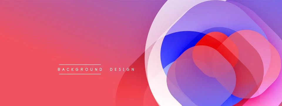 Circular abstract design with overlapping translucent circles and round shapes, Stock Illustration