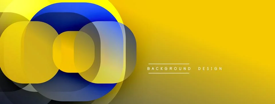 Circular abstract design with overlapping translucent circles and round shapes, Stock Illustration