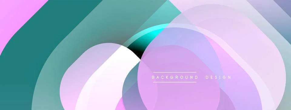 Circular abstract design with overlapping translucent circles and round shapes, Stock Illustration