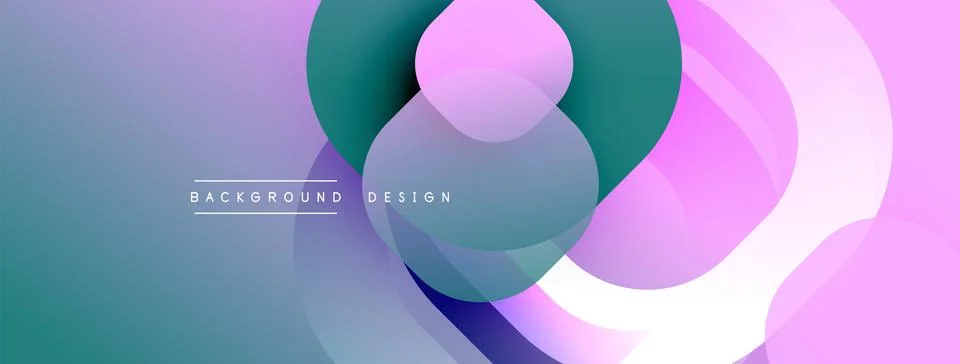 Circular abstract design with overlapping translucent circles and round shapes, Stock Illustration