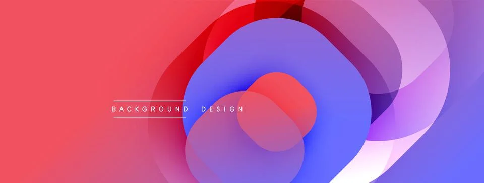 Circular abstract design with overlapping translucent circles and round shapes, Stock Illustration