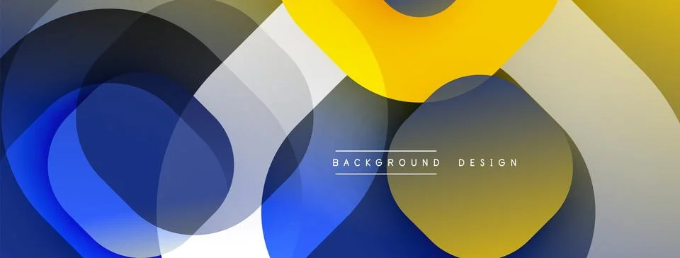 Circular abstract design with overlapping translucent circles and round shapes, Stock Illustration