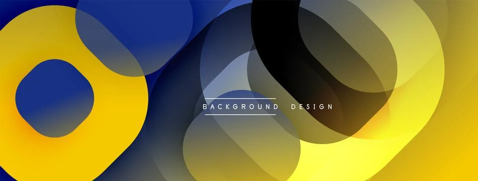 Circular abstract design with overlapping translucent circles and round shapes, Stock Illustration