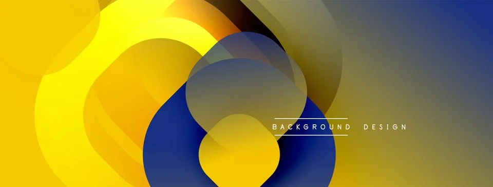 Circular abstract design with overlapping translucent circles and round shapes, Stock Illustration