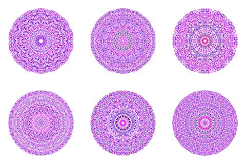 Circular abstract geometrical botanical pattern mandala set Stock Illustration