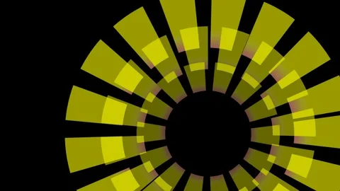 Circular abstract pattern featuring rotating yellow geometric shapes Stock Footage 345617648