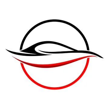 Circular Abstract Red Car Shape Symbol Stock Illustration