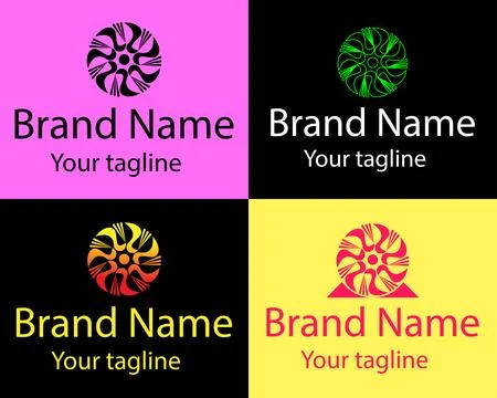 Circular Abstract Symbol with Radial Elements logo Stock Illustration