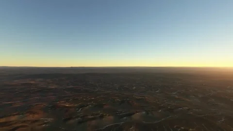 Circular aerial drone view at sunset of Gobi Desert. Mongolia Video stock 281565501