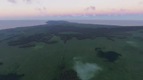 Circular aerial shot at sunrise Easter Island in Rapa Nui Valparaíso. Chile Vídeo Stock 330280482