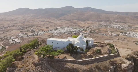 Circular Aerial View of Agios Antonios Monastery, Paros Stock-Footage 291732332