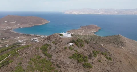 Circular Aerial View of Agios Antonios Monastery, Paros Stock Footage 291734408