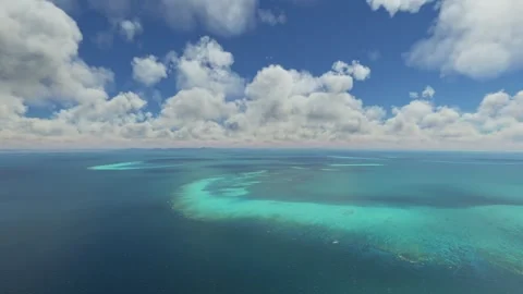Circular aerial view of Great Barrier Reef. Coral reef in Queensland Australia Video stock 249868519