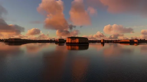 Circular aerial view at sunset of the Bay of Islands Coastal Park, Victoria Stock Footage 202054068