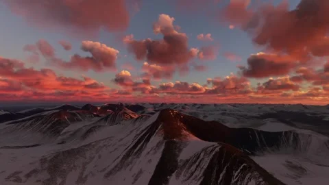 Circular aerial view at sunset of Mount Narodnaya in Urals. Russia Stock Footage 273140626