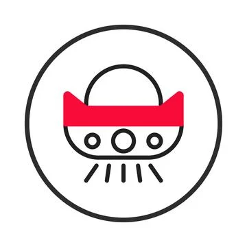 Circular alien spacecraft illustration, vector icon of unidentified flying .. Stock Illustration