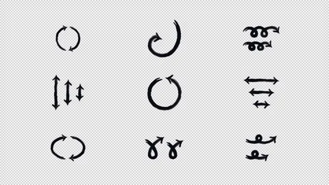 Circular and loop animated bold thick stroke arrows set Stock Footage 334659533