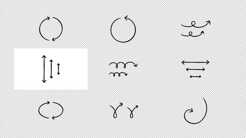 Circular and loop animated hand-drawn sketch arrows set Stock Footage 334191955
