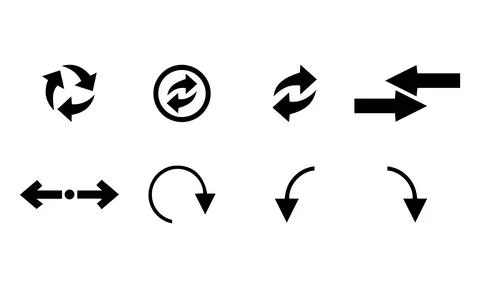 Circular and Loop Arrow Rotation Icons Stock Illustration