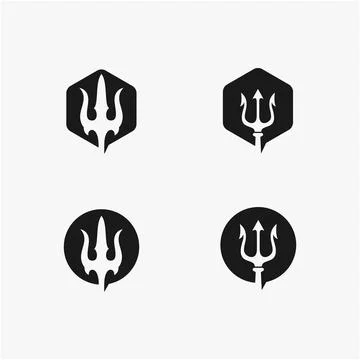 Circular and polygon Trident Neptune God Poseidon Triton King Spear logo desi Stock Illustration