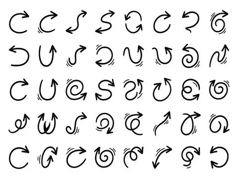 Circular and wavy loop arrows pack line art vector illustration collection Иллюстрация