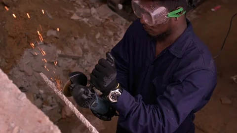 Circular Angle Grinder Saw Video stock 123324351